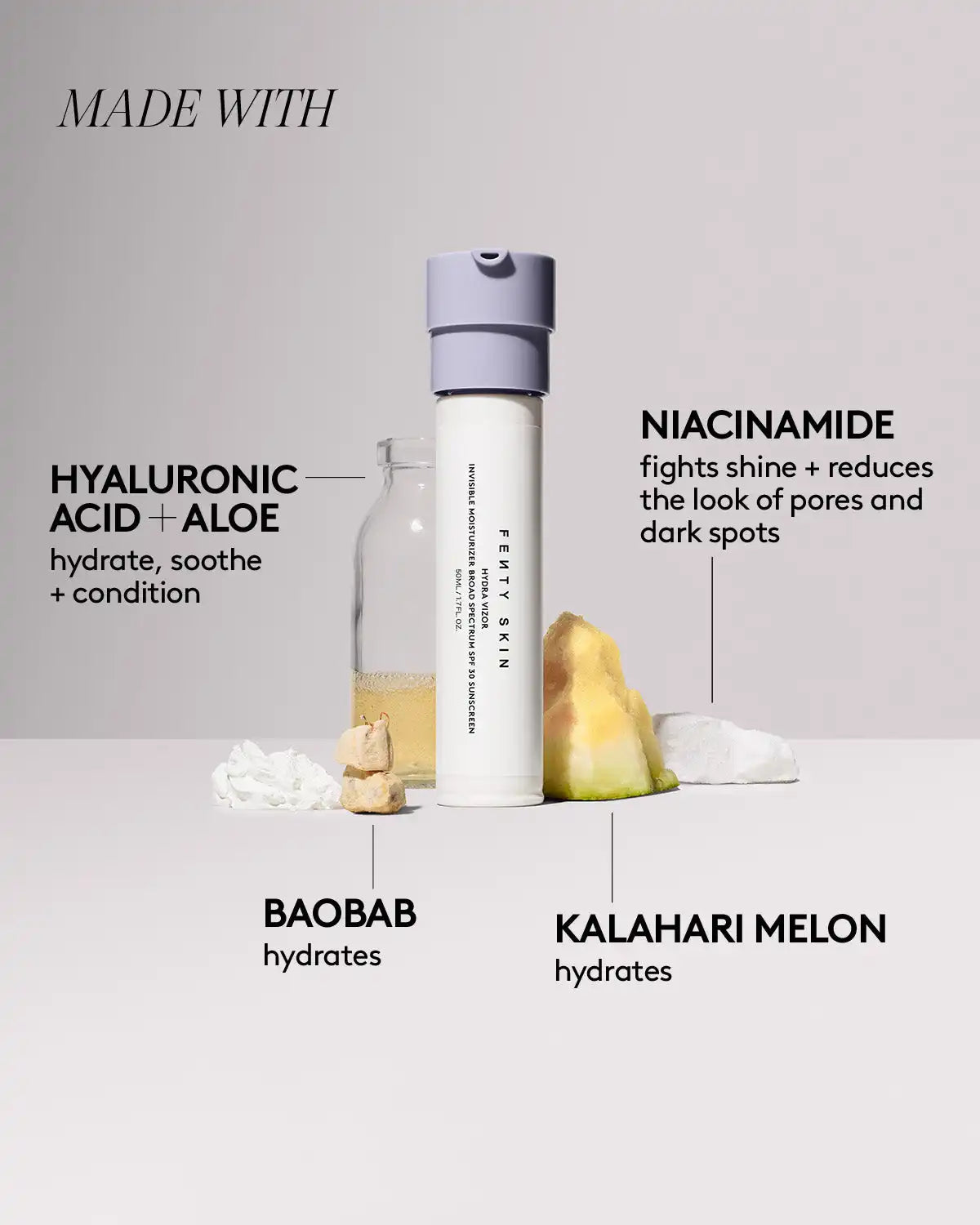 Hydra Vizor Invisible Moisturizer Broad Spectrum SPF 30 Sunscreen with Niacinamide + Kalahari Melon