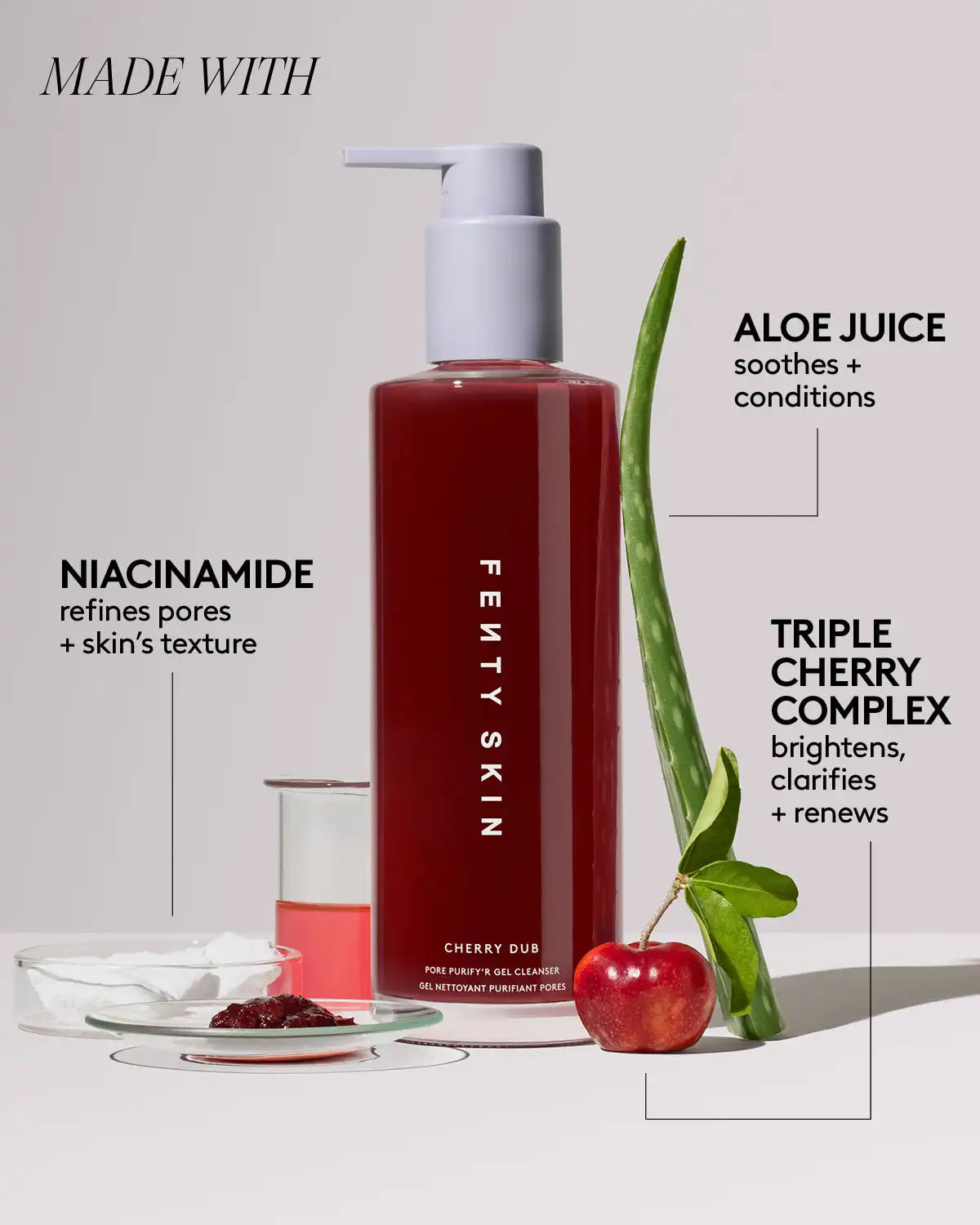 Cherry Dub Pore Purify'r Gel Cleanser with Niacinamide + Aloe Juice